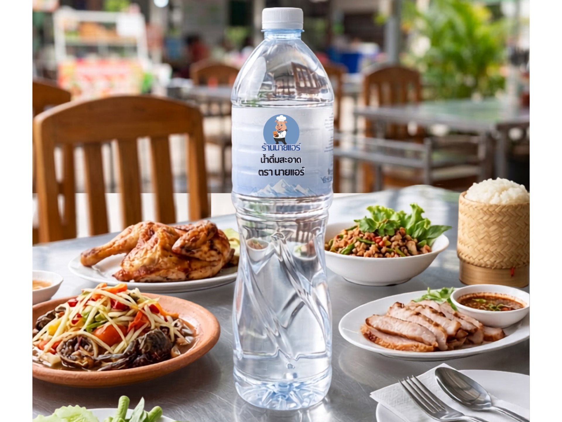 ตัวอย่างผลงานน้ำดื่มนายแอร์ ขนาด 600ml